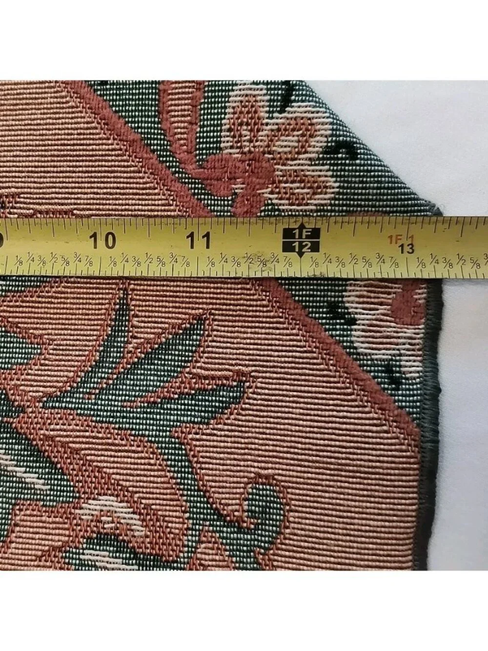 Classic Floral Tapestry Table Runner Terracotta Green Beige 70x13